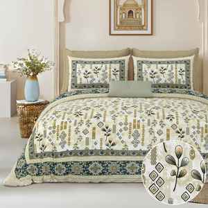 Juego de Sábanas de Algodón 100% con Estampado a Mano, Elegantes Sábanas de Algodón Tamaño King, Fundas de Almohada, Juego de Ropa de Cama Estampada - Product Image 1