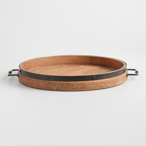 Bandeja de servir de madera dura duradera, bandeja de desayuno de madera maciza natural de primera calidad para uso en cocina, hotel, restaurante y cafetería. - Product Image 3