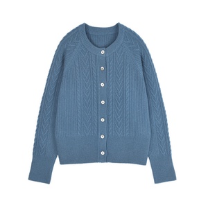 Nuevo Cárdigan de Lana Bordado con Cuello en V para Mujer |   Cierre de un Solo Botón, Suave y Cómodo, para Uso Diario en Otoño-Invierno - Product Image 1