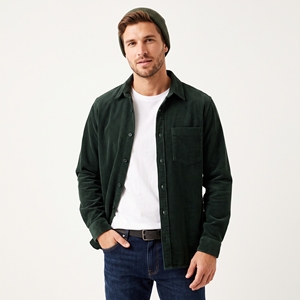 Chemise-veste décontractée chaude en velours côtelé pour homme, idéale pour l'hiver, fabrication OEM/ODM, vente en gros, logo personnalisé, faible MOQ - Product Image 1