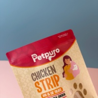 Sac en papier kraft écologique certifié FDA avec fenêtre, pochette à fermeture éclair verticale pour friandises et snacks pour chiens, chats et poulets