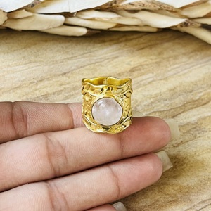 High Demand Silver Eye Boho Moonstone <b>Ring</b> <b>Chunky</b> Brass Jewelry Women 18k Gold Plated Floral Style Band Statement Ethnic <b>Ring</b> - Product Image 2