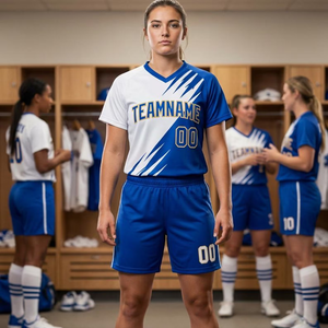 Conjunto de Uniforme de Fútbol Personalizado con Impresión a Medida, Camiseta y Pantalones Cortos de Fútbol con Nombre de Equipo, Nombre y Número del Jugador, para Adultos, 100% Poliéster, Cuello en V - Product Image 1