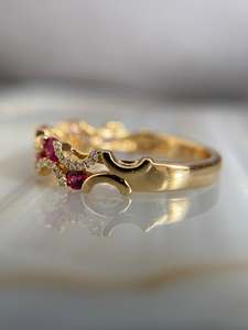 Hridhaan Jewels Cut <b>Cubic</b> <b>Zirconia</b> Engagement <b>Ring</b> Curve Style Half Eternity Band 14K Yellow <b>Gold</b> Pave Setting Anniversary Gift - Product Image 3