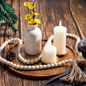 Plateau de service rond en bois artisanal de qualité supérieure, écologique et léger, compatible lave-vaisselle et micro-ondes, pour la décoration de la cuisine à la maison - Product Image 3