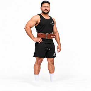 Cinturón de levantamiento de pesas de cuero resistente para hombre, hebilla de doble punta, para gimnasio, entrenamiento, personalización de marca, venta al por mayor, OEM, deportes - Product Image 5