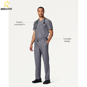 Men's V-Neck 1-Pocket <b>Scrub</b> <b>Top</b> – Soft Ultra LAST Fabric, Stretch, Wrinkle & Fade Resistant - Product Image 2