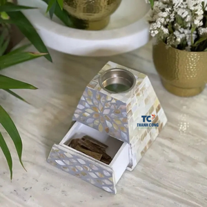 Ensembles de brûleur d'encens à incrustation de coquillage en nacre avec couvercle de plateaux acryliques/bougeoirs en coquillage - Product Image 6