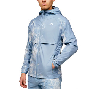 2026 Trendy <b>Men</b>’s Sky Blue Abstract Print Hooded Windbreaker <b>Jackets</b> OEM <b>Lightweight</b> Outdoor Shell Coat for Wholesale Sportswear - Product Image 6