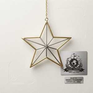 Adorno Colgante de Estrella Bicolor de Alambre y Latón para Interiores, Ambiente Festivo y Decoraciones de Temporada - Product Image 1