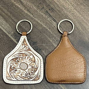 Porte-clés en cuir véritable personnalisé de luxe, fait main et gravé, nouveau motif floral, vente en gros, porte-clés de sac ou de voiture fait main, cadeau - Product Image 6