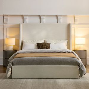 Letto imbottito minimalista Carmen con testiera alta 52 pollici, struttura letto a piattaforma, non richiede rete a molle - Product Image 2