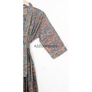 Bata Kimono de Satén 100% Algodón para Mujer, Estampado Floral Sexy, Ropa de Noche Primavera/Verano, Túnica de Playa, Pijama con Logo Trasero - Product Image 4