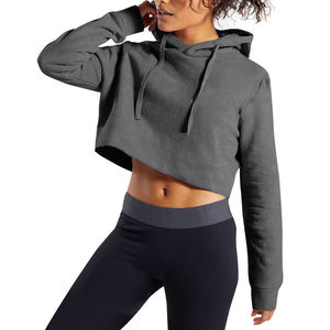 Sudadera con capucha oversize de estilo casual para mujer, con lavado ácido personalizado, corte crop, estilo pullover para gimnasio, cuello redondo de punto largo, tallas grandes - Product Image 3