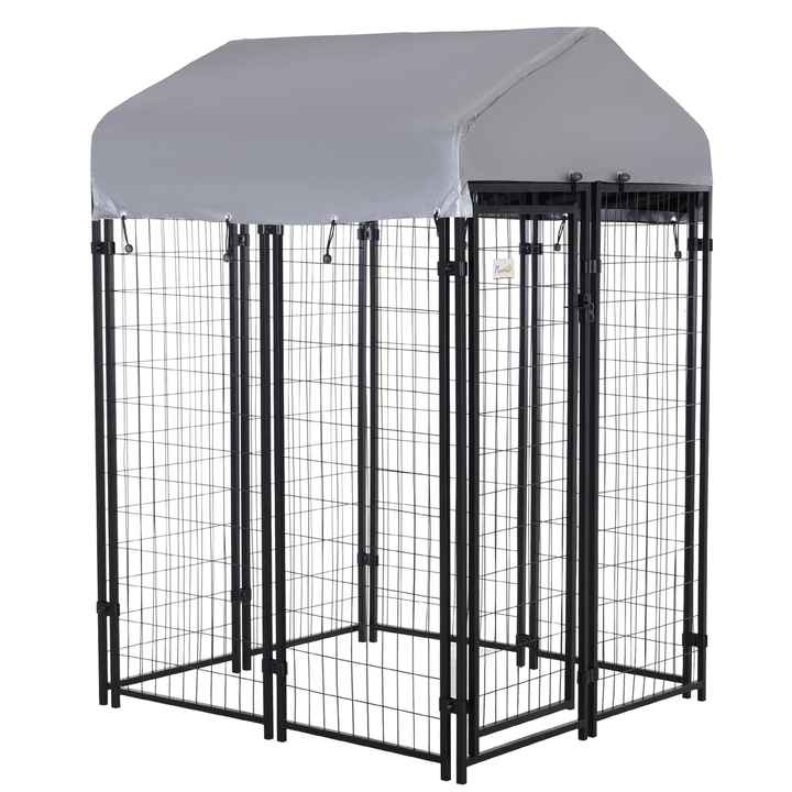 Heavy Duty Outdoor Dog Kennel 4 X 4 X 6 Exercise Playpen UV-Resistant Oxford Cloth Roof Secure Lock Cylinders Galvanized Steel