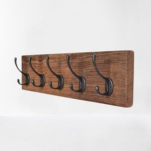 Wholesale Price Decorative Mango Wood Wall <b>Hook</b> Rack Printed Pattern Bathroom Kitchen <b>Towel</b> Holder Vintage Style Organizer - Product Image 6