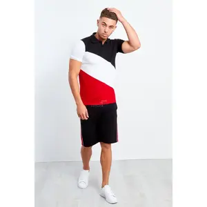 High Quality Breathable 100% Cotton Mens Short Sleeve Summer Tracksuit Digital Print Two Color <b>Twin</b> <b>Set</b> Casual Outdoor - Product Image 3
