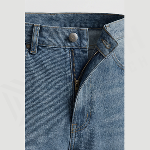 Straight-Leg <b>High</b> <b>Waist</b> Stonewashed Denim <b>Jeans</b> <b>Men</b> Regular Fit Cotton Casual Autumn Style Pants - Product Image 4