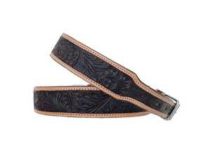 Genuine Western Leather <b>Dog</b> <b>Collar</b> Floral Pattern Durable Buckle Closure Classic Style All Seasons Use | Daily Use - Product Image 1