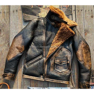 Chaqueta de Cuero Genuino Personalizada para Hombre, Chaqueta Clásica de Motociclista, Chaqueta Bomber - Product Image 3