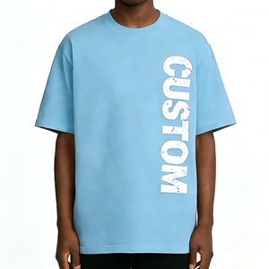 T-shirt Homme Oversize Personnalisé 100% Coton Premium Épais 260 g/m² DTG Style Rétro Street Lavé Vierge OEM Vente en Gros - Product Image 1