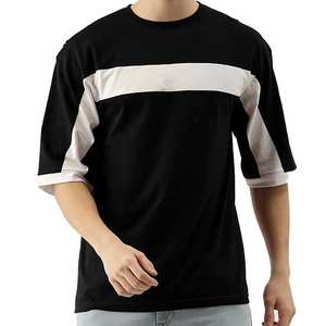 T-shirt en coton surdimensionné pour homme – Haut streetwear tendance à coupe ample avec tissu doux et design moderne - Product Image 1