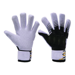 Gant de gardien de but personnalisé noir et blanc avec texture côtelée et paume en latex moucheté pour une performance de football d'élite - Product Image 4