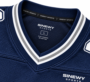 เสื้อฟุตบอลอเมริกันสีน้ำเงินกรมท่าสำหรับผู้ชาย ยี่ห้อ SINEWY SPORTS หมายเลข 11 คอวี แขนสั้น ผ้าตาข่ายระบายความชื้น - Product Image 5