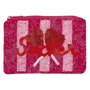 Monedero con cuentas de semillas rosas múltiples, hermoso monedero con cuentas personalizado para mujer, monedero de moda con - Product Image 1