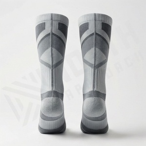 Athletic Knee High <b>Socks</b> Geometric Pattern Breathable <b>Running</b> <b>Socks</b> for Adults Spring Season Standard Thickness Knitted Design - Product Image 2