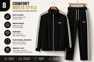 Conjunto de Sudadera con Capucha y Pantalones Largos para Hombre, con Cuello Alto y Ribete a Rayas, Traje Deportivo Informal - Product Image 2