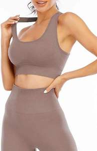 Women Yoga Set 2 Piece Navy Blue <b>White</b> Contrast High Waist Leggings Crop <b>Top</b> Racerback Seamless Quick Dry Full Length Sportwear - Product Image 4