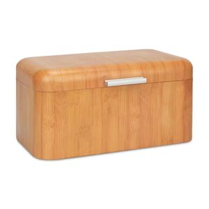 Caja de pan de bambú natural con tapa, contenedor de almacenamiento moderno para encimeras de cocina, para hogares y hoteles - Product Image 1