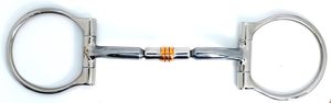 Bocado de caballo tipo snaffle de acero inoxidable con eslabón Dee occidental y rodillo de acero y cobre - 5 pulgadas - Product Image 4