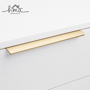 Matte Black Brass Edge Pull Cabinet Handle Modern Concealed Finger Grip Drawer <b>Wardrobe</b> Kitchen Cupboard Door <b>Hardware</b> - Product Image 2