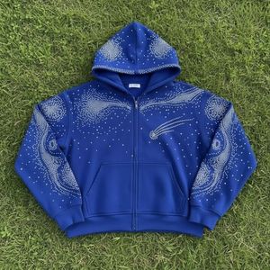 Sudaderas con Capucha de Invierno para Hombre, Estilo Brillante con Pedrería, 100% Algodón, Color Personalizado al por Mayor, Cómodas, Transpirables, Ecológicas, con Cierre - Product Image 1