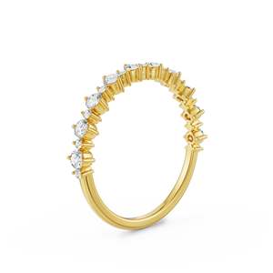 Bague de luxe en moissanite taille ronde plaquée or jaune, avec plusieurs pierres, pour mariage, fiançailles, fête, anniversaire, cadeau, bijoux - Product Image 4