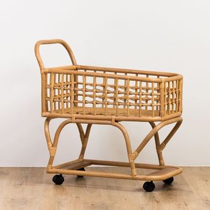Rattan Kids Supermarket Cart with Handle and <b>Wheel</b> Roll Small Shopping <b>Trolley</b> Carts Cheapest Price - Product Image 3
