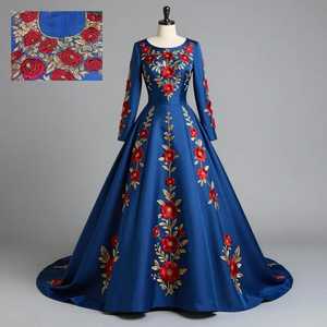 Robe de soirée sirène bleue avec manches cape, dentelle perlée, longueur ras du sol, robe de soirée avec soutien-gorge intégré - Product Image 1