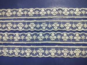 Ribete de encaje de organza ligero bordado a máquina blanco de gran venta (nylon de vidrio) con borde festoneado transparente para costura y confección de vestidos - Product Image 3