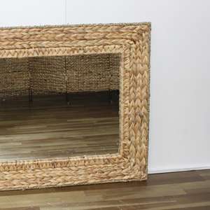 Comehome-Home <b>Wall</b> Decoration Water Hyacinth <b>Wood</b> <b>Mirror</b> for House Living Room Decor - Product Image 5