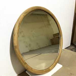 Custom Teak Wood Mirror Frame Manufacturer Wholesale OEM ODM Large Round Wooden Accent Mirror Factory Supplier Export Indonesia - Product Image 4