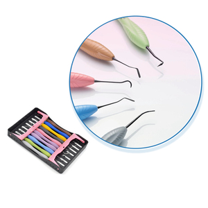 Instrumentos manuales de relleno dental de composite, juego de 10 piezas de amalgama plástica con mango de silicona, espátulas y raspador, CE - Product Image 2