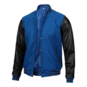 OEM Custom Logo Embroidery Bomber Jackets Leather Sleeves Retro Letterman Baseball Varsity Jacket for <b>Men</b> - Product Image 4