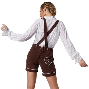 Pantalones Cortos de Cuero Rústicos para Mujer, Estilo Bávaro Tradicional, para el Oktoberfest, Ropa para Festivales Folclóricos Alemanes - Product Image 2