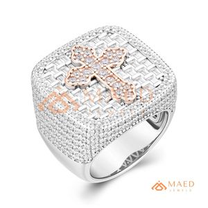 Moissanite <b>Ring</b> <b>Men</b> Hip Hop Cross <b>Ring</b> Rose Gold Plated Sterling Silver Halo Luxury Jewelry Gift <b>Men</b> Style - Product Image 6