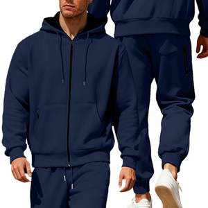 Conjunto de Sudadera con Capucha y Pantalones Deportivos 2 en 1 para Hombre, Estilo Urbano, Invierno, Estampado, Algodón y Felpa, Cierre Completo, Ropa Deportiva Informal - Product Image 2