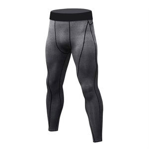 Conjunto de compresión gris de manga larga para hombre, cuello redondo, de secado rápido, de spandex y poliéster, top de manga larga y pantalones, kit sólido para todas las estaciones - Product Image 6
