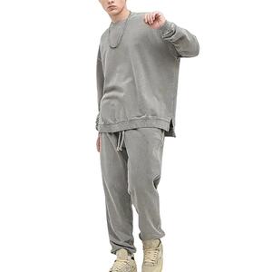 Sudadera con capucha Vintage con cremallera completa, chándal lavado con ácido, chándal con logotipo personalizado para hombres y conjunto de Jogger Unisex, Material de algodón 100% para invierno - Product Image 1