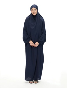 Royal Nida Women's Modest Navy Blue Abaya Long Sleeve High Neck Floor Length Solid Soft Polyester Daily Wear Prayer Middle East - Product Image 2